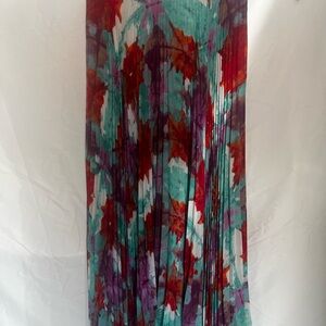 Laundry By Shelli Segal Red and Blue Pleated Maxi Skirt